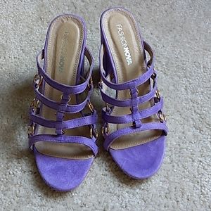 Fashion Nova purple suede slip heel